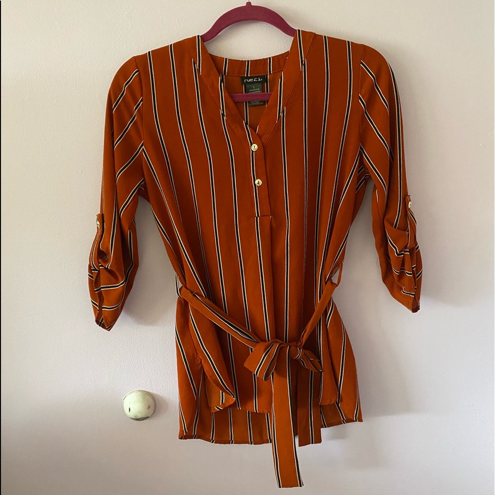 Rustic Orange and Navy Striped Half Sleeve